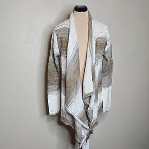 Tommy Bahama Medium Women's Mixed Marl Weave Brown and Cream Open Front Cardigan